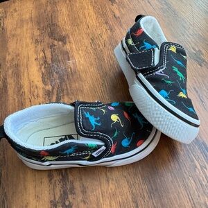 Vans Kids Toddler Dinosaur Print Slip-On Shoes - Black 6.5